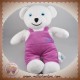 GALLIA SOS DOUDOU OURS BLANC SALOPETTE VIOLETTE MAUVE