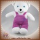 GALLIA SOS DOUDOU OURS BLANC SALOPETTE VIOLETTE MAUVE