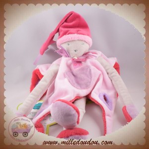 DOUDOU ET COMPAGNIE SOS OURS GRIS PLAT JAMBES ROSE FRAMBOISE TATOO DC2665