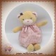 KALOO SOS DOUDOU POUPEE OURS BEIGE ROBE ROSE FLEURS SAC