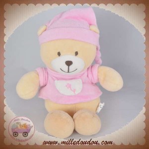 CP INTERNATIONAL SOS DOUDOU OURS PULL ROSE FLEURS