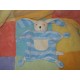 CMP DOUDOU PELUCHE LAPIN CHIEN ECRU PLAT BLEU RAYE POCHE