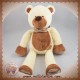 BABYNAT BABY NAT DOUDOU OURS ECRU MARRON RAYEES BILLES 