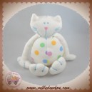 BOUT'CHOU MONOPRIX DOUDOU CHAT BLANC POIS COULEUR BLEU ORANGE