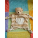 CMP SOS DOUDOU PELUCHE OURS BEIGE PLAT RAYE POCHE