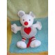 BABYSUN DOUDOU PELUCHE SOURIS GRISE BLANCHE COEUR ROUGE BABY SUN