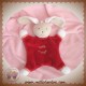 SUCRE D'ORGE DOUDOU PELUCHE LAPIN BEIGE PLAT ROUGE