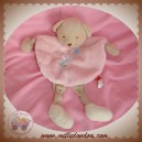 TEX DOUDOU OURS PLAT BEIGE AVEC JAMBES CORPS ROSE FLEUR