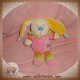 NICOTOY SOS DOUDOU LAPIN ECRU ROSE COEUR RAYE ORANGE 17 CM