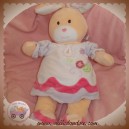 NOUNOURS SOS DOUDOU LAPIN CREME BLANC FLEUR ROSE