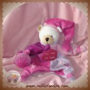 BABYNAT BABY NAT DOUDOU OURS MARIONNETTE VIOLET ROSE POUDRE A DORMIR