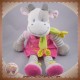 NICOTOY SOS DOUDOU GIRAFE VACHE BLANCHE ROSE ROSE ECHARPE VERTE