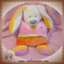 NICOTOY SOS DOUDOU LAPIN ECRU CORPS QUASI PLAT ORANGE ROSE 