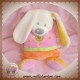 NICOTOY SOS DOUDOU LAPIN ECRU CORPS QUASI PLAT ORANGE ROSE 